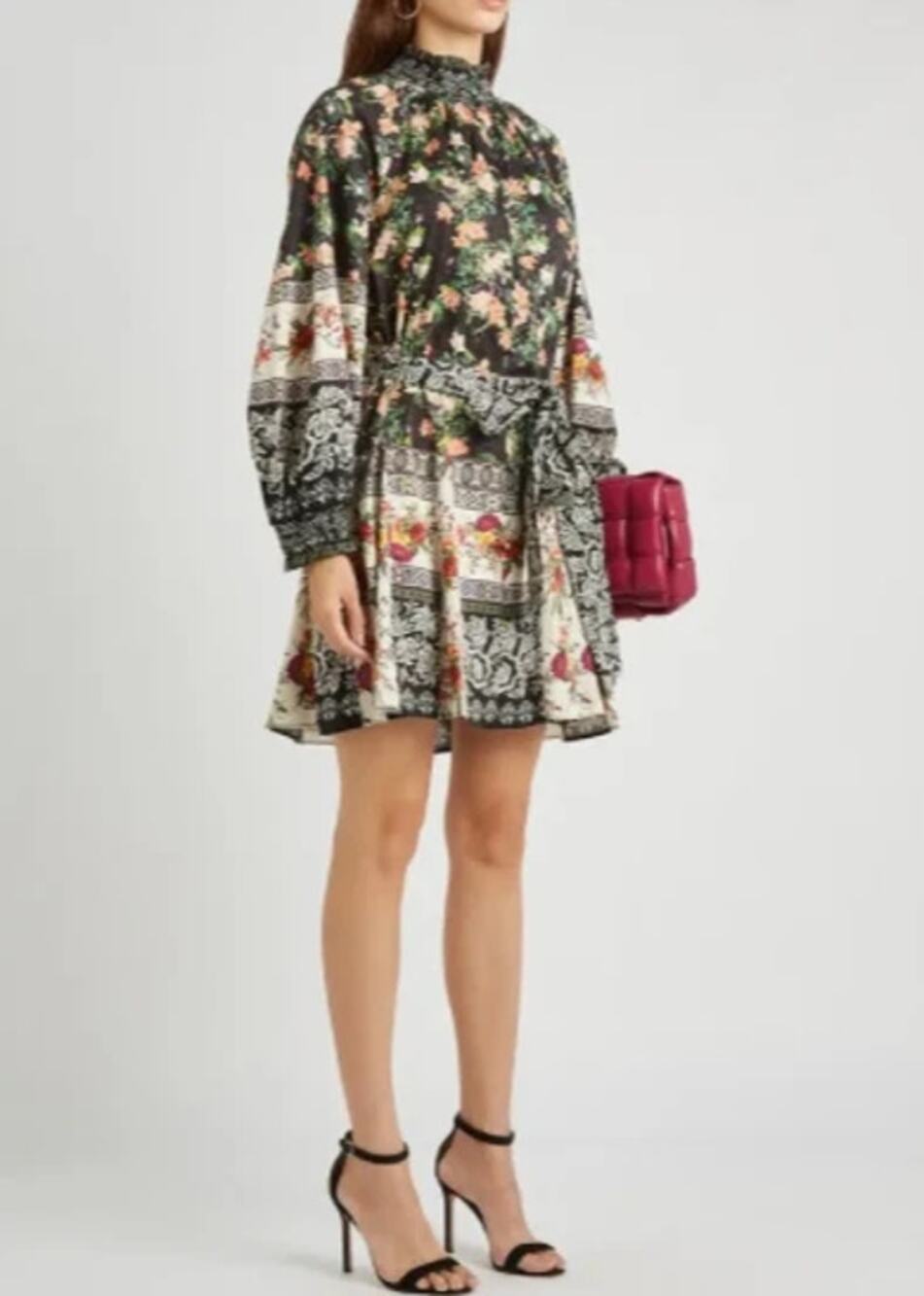 Alice + Olivia Janis Belted Mix Floral Print Dress Multicolor Size 4
